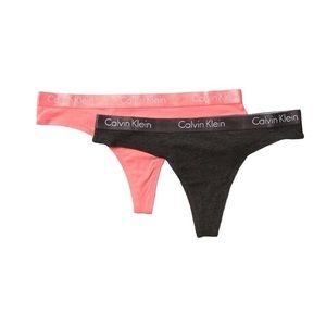 【NEW】 Calvin Klein 2PCS C Thong  Panties Lightweight Set Pink/Gray QP1803O-987